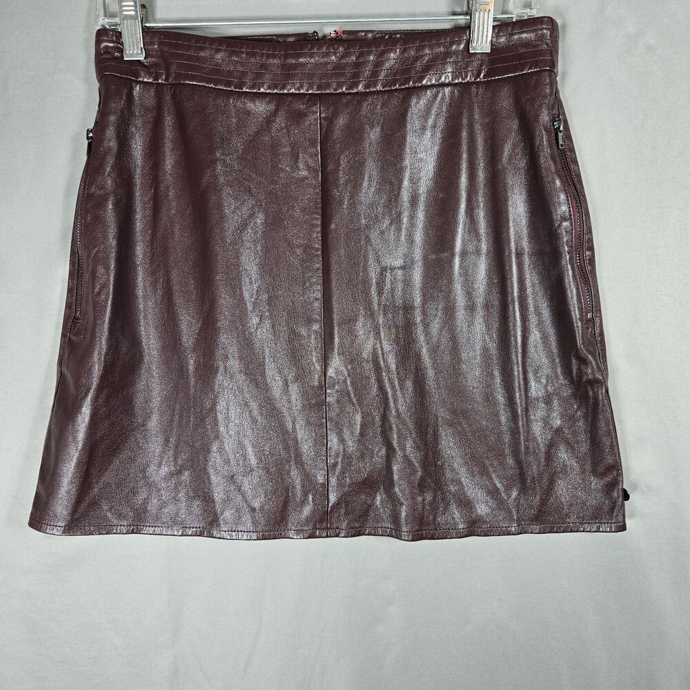 Scotch & Soda Faux Leather Mini Skirt Wine Burgundy High Rise Size M 174759